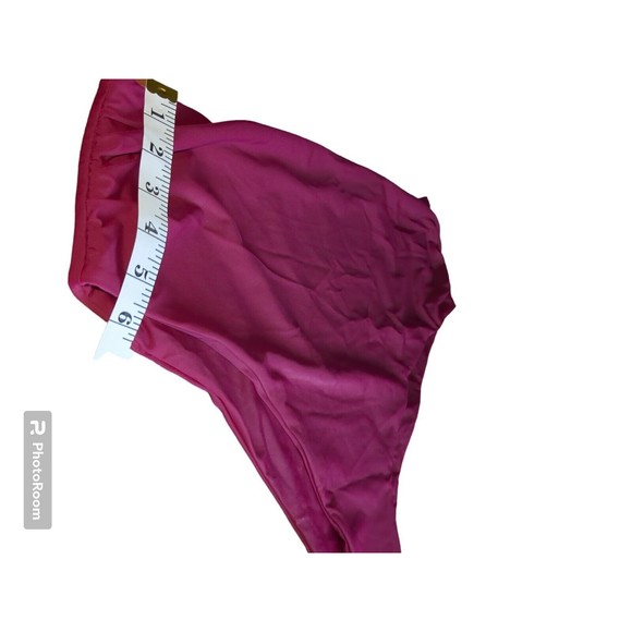 Zaful Swim Bikini Bottom Womens Sz 12 Burgandy High Waist Stretch Tummy Control - Picture 4 of 5